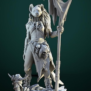 Gnoll Matriarchin Miniatur | Fantasie-Miniatur | DnD Miniaturen | DND | Tabletop Spiel | Rollenspiel | Pfadfinder | weiße Werwolf-Taverne D & D