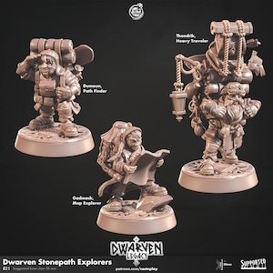 Dwarven explorer miniature - CastnPlay - DnD miniatures - fantasy Role Playing Game - Tabletop Miniature - dungeons and dragons - D&D