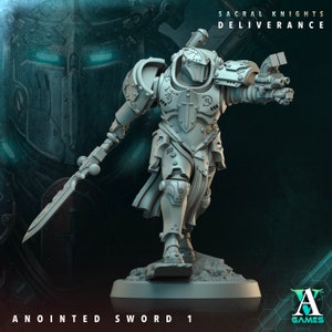 anointed sword space knight miniatures - D&D miniatures - Role Playing Game - Tabletop Miniature - sci fi miniatures - war games miniatures