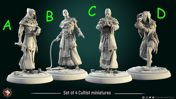 Cultist miniatures - DnD miniatures - Role Playing Game - Tabletop  Miniature - dungeons and dragons - D&D