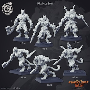 Tabaxi Barbarian miniatures - CastnPlay - DnD miniatures - Role Playing Game - Tabletop Miniature - dungeons and dragons - D&D