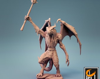 Red Abishai half dragon miniature - DnD miniatures - Role Playing Game - Tabletop Miniature - dungeons and dragons - D&D