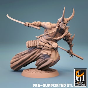 Samurai Demon miniature - rescale miniatures - DnD miniatures - Role Playing Game - Tabletop Miniature - dungeons and dragons - D&D