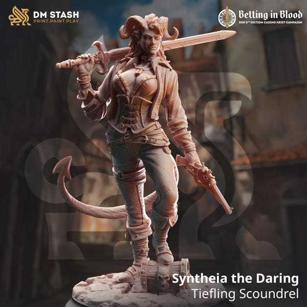Tielfling-boefminiatuur - DnD-miniaturen - Rollenspel - Miniatuur op tafel - kerkers en draken - DM Stash - D&D