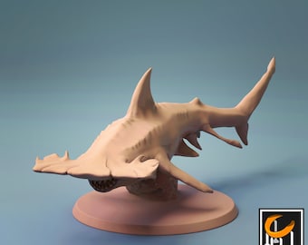 Hammerhead shark miniature  - rescale miniatures - DnD miniatures - Role Playing Game - Tabletop Miniature - dungeons and dragons - D&D