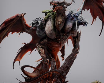 Tiamat Dragon Queen Miniature - 32mm - DnD - 3D Printed Resin Model Kit