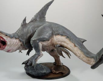 Shark Tyrant miniature - rescale miniatures - DnD miniatures - Role Playing Game - Tabletop Miniature - dungeons and dragons - D&D
