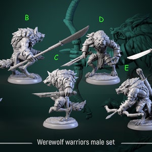 Werewolf warrior miniatures - DnD miniatures - Role Playing Game - Tabletop Miniature - dungeons and dragons -  white werewolf tavern - D&D