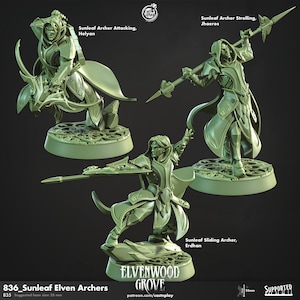 Sunleaf elf archer miniatures - CastnPlay - DnD miniatures - Role Playing Game - Tabletop Miniature - dungeons and dragons - D&D