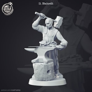 Blacksmith miniature - CastnPlay - DnD miniatures - Role Playing Game - Tabletop Miniature - dungeons and dragons - D&D