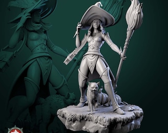 Halloween witch miniature - DnD miniatures - Role Playing Game - Tabletop Miniature - dungeons and dragons - white werewolf tavern - D&D