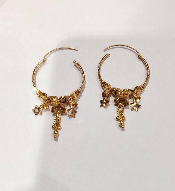 Embrace Tradition and Style with our Exquisite Gold Bali Earrings in 22kt  Gold: Buy Online at Best Price in UAE - Amazon.ae