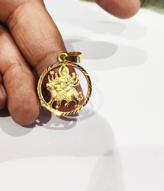 22k Gold Goddess Durga Pendant Vaishno Devi Pendant in Gold