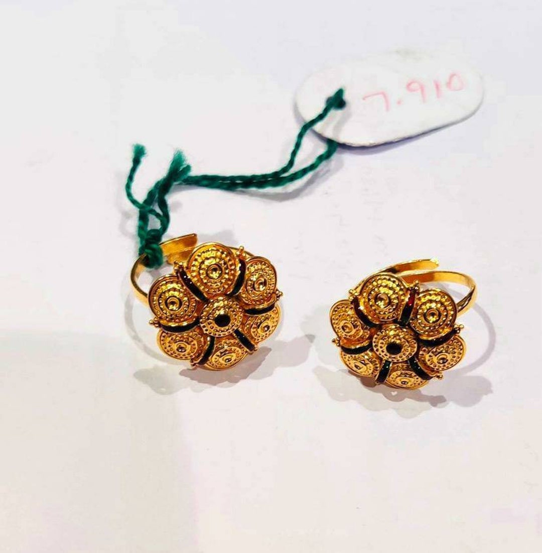 22k Solid Gold Toe Ringindian Gold Toe Ringgold Toe Ringfloral Toe Ringadjustable Toe Ring