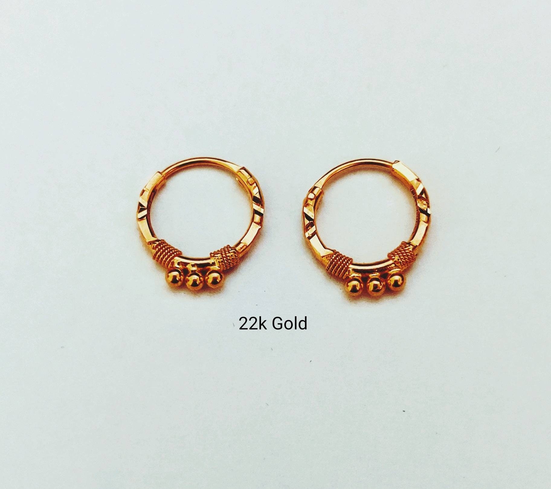 22K Gold Hoops Solid Gold Hoops Gold Earrings Handmade Gold Etsy Canada