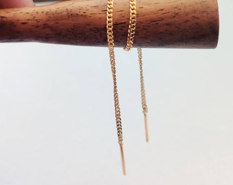 22k Gold Threader Earrings- Solid Gold earrings- long chain threader earrings- Indian Gold threader Earrings- Solid Gold Chain Earrings- lon