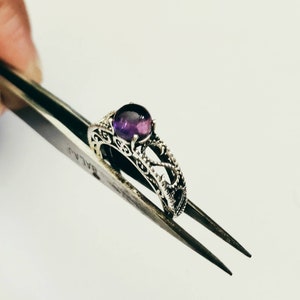 Filigree Ring, Silver Filigree Ring, Amethyst Filigree Ring, Crown Filigree Ring, Desiner Filigree Ring, Elegant Silver ring