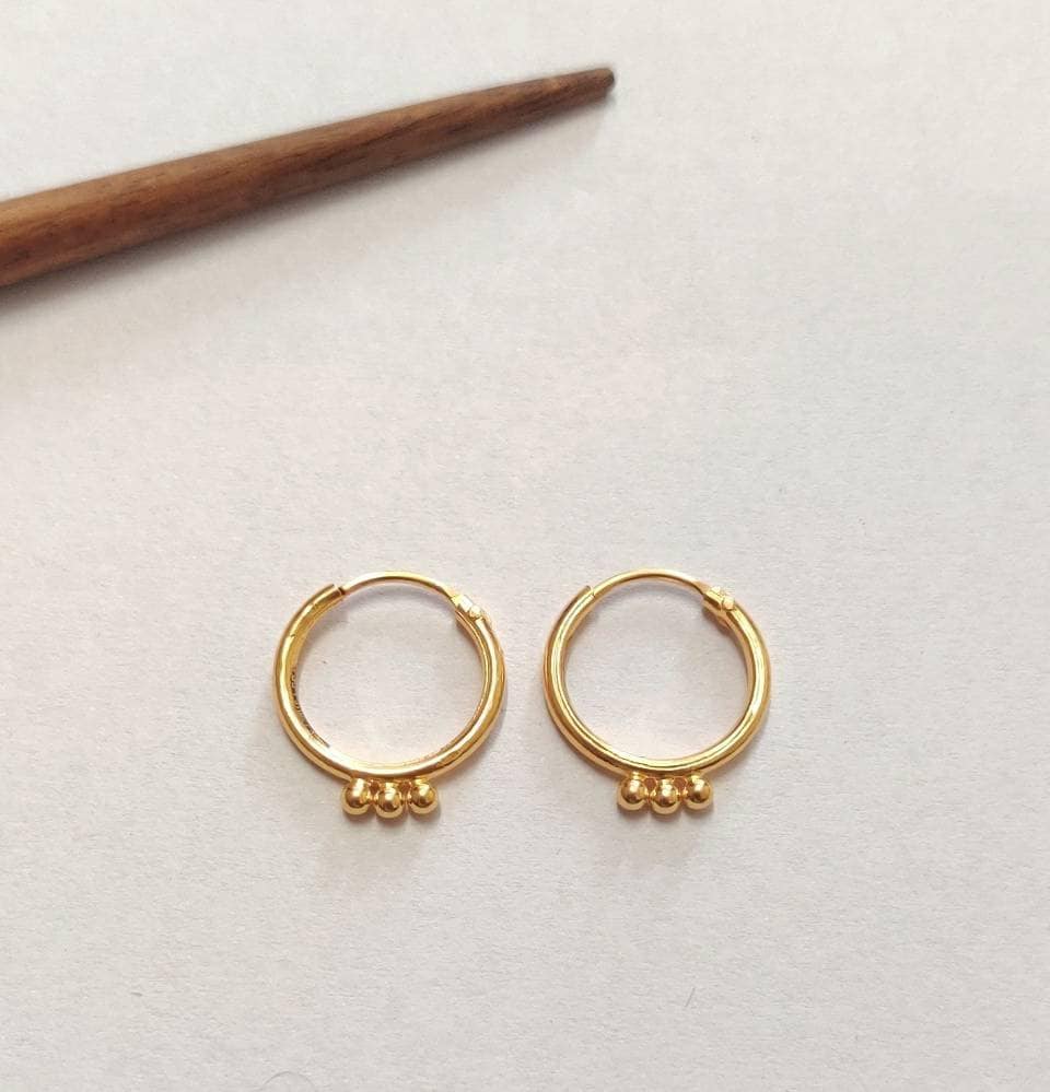 22k Gold Hoops, Hallmarked Gold Hoops, Genuine Gold Hoops, Classic Gold Hoop, indian Gold Jewelry, Rajasthani Gold Hoops, Tiny Hoops