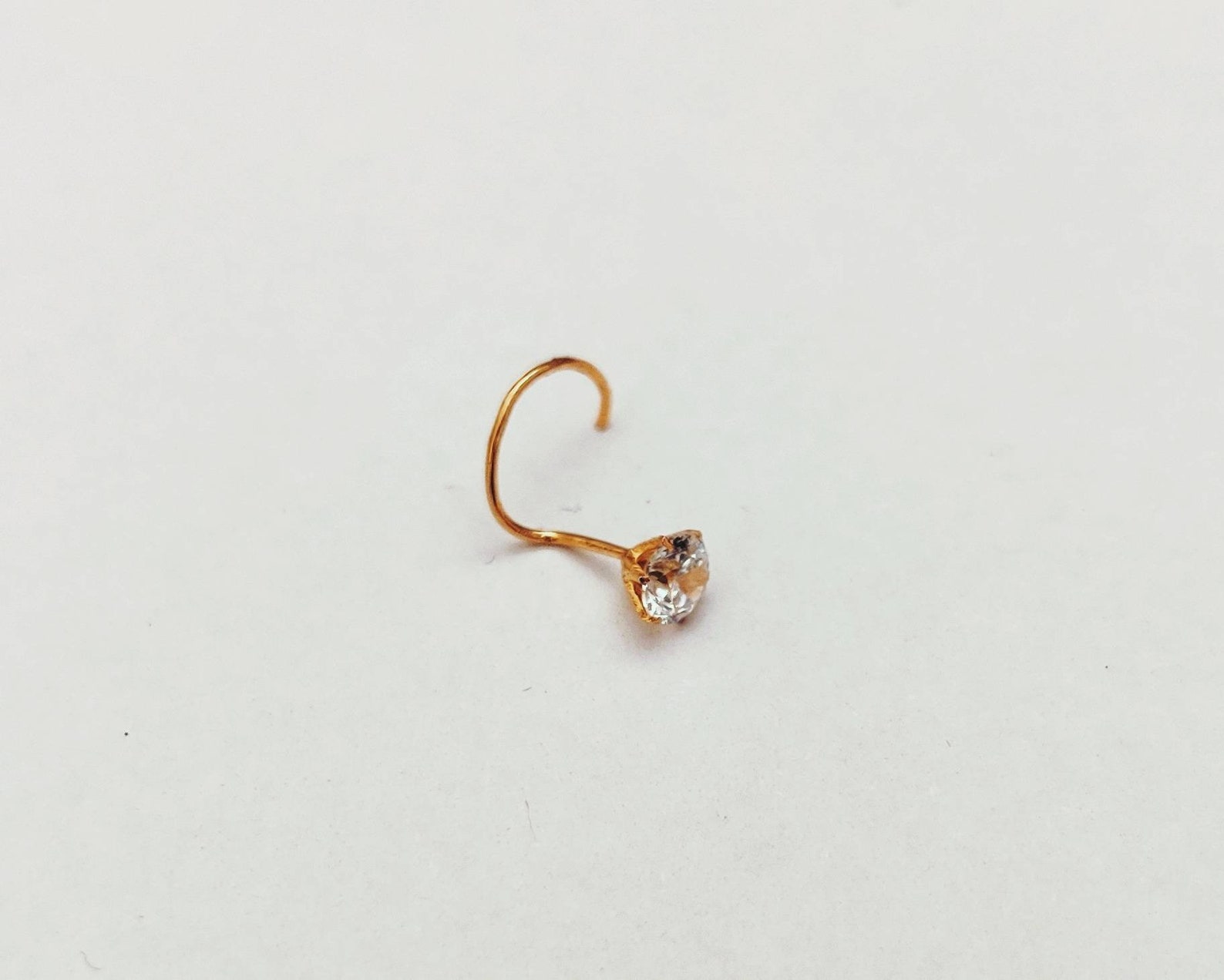 9carat Gold Nose Pin Solid Gold Nose Pin Zircon Nose Pin Etsy UK