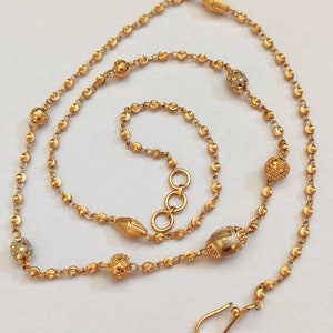 22k Gold Chain, Indian Style Gold Chain, 22k Gold Kanthi, Solid Gold Chain, Fancy Gold Chain, Hallmarked Gold Chain, Gold Beaded Chain