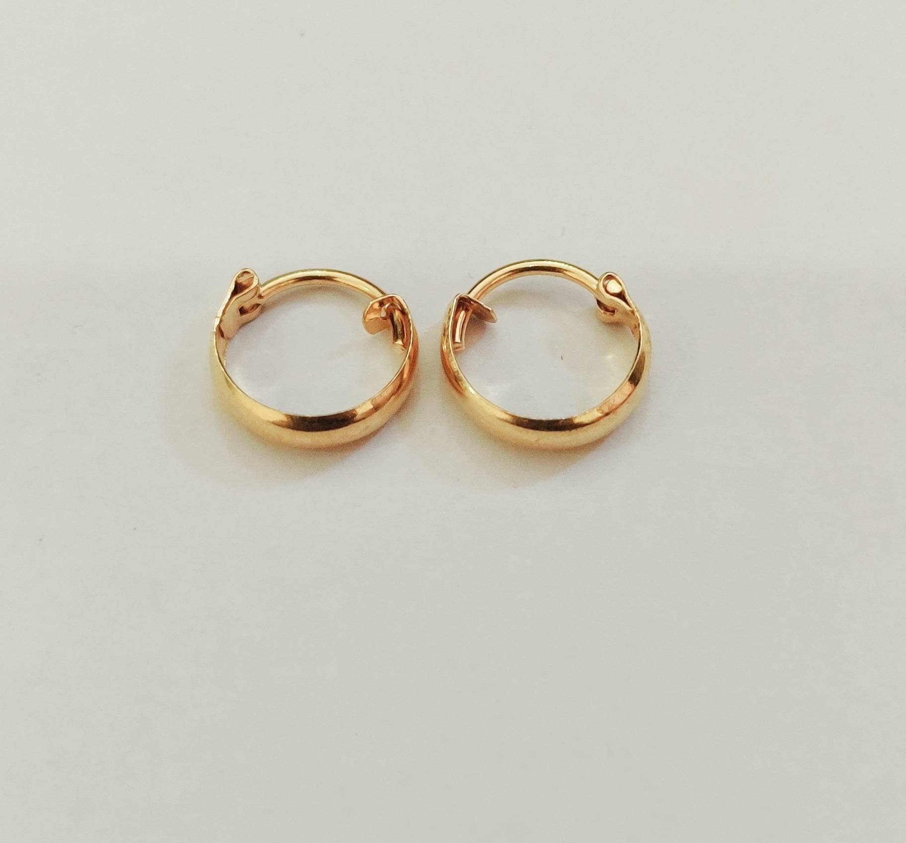 22k Gold Hoops Solid Gold Hoops Tiny Gold Hoops Simple Gold Etsy