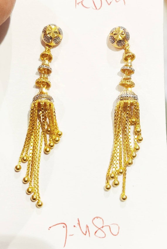 Inlaid Ovate Chain Drop Gold Earrings | Jewelry Online Shopping | Gold  Studs & Earrings