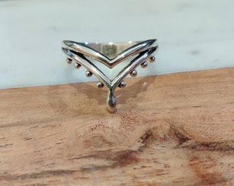 Bague couronne en argent, bague couronne décorée, bague en argent massif, bague bohème, cadeau pour elle, bague couronne en argent élégante, idée cadeau, bague unique