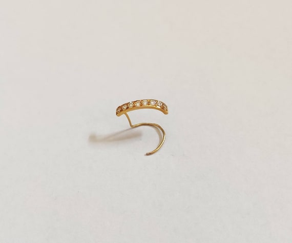 Buy 18k Gold Nose Pin, Solid Gold Nose Pin, Half Hoop Nose Pin, Indian Nose  Pin, AD Diamond Nose Pin, Nostril Pin, Trendy Nose Pin,nose Stud Online in  India - Etsy