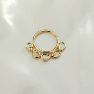 Diamond Septum, Polki Diamond Septum, Gold Diamond Septum, Cartilage Hoop, Tragus Hoop, Nose Ring, Indian Septum Ring