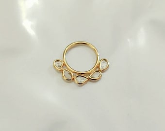 Diamond Septum, Polki Diamond Septum, Gold Diamond Septum, Cartilage Hoop, Tragus Hoop, Nose Ring, Indian Septum Ring