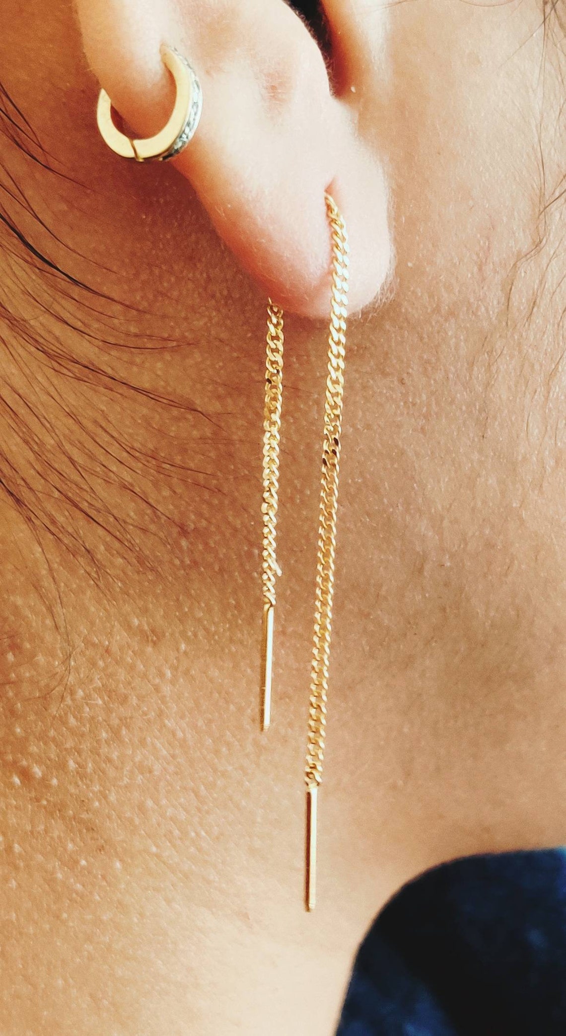 22k Gold Threader, Gold Chain Threader, Gold Chain Earring, Gold — free download