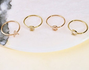 18k Gold Initial Ring, Solid Gold Ring, Gold Letter Ring, Personalized Name Ring, Gold Initial Ring, Custom Name Ring, Promise Ring,Gift Her