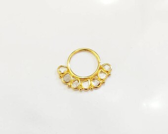 Diamond Septum,Uncut Natural Polki Diamond Septum, Gold Diamond Nose Ring, Cartilage Hoop, Tragus Hoop, Nose Ring, Indian Nose  Ring