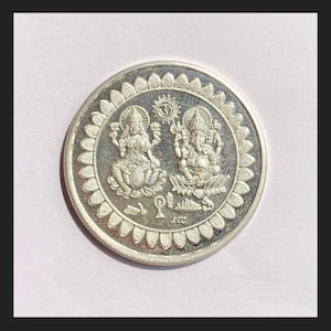 Pure Silver Coin, Hindu Idol Coins, Solid Silver Coin, Solid Silver Coin,999 Silver Coin, Ganesha and Laxmi Coin, Diwali Puja Coin