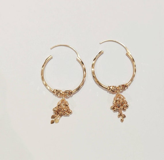 22K Gold Hoop Earrings (Ear Bali) For Women With Pearls & Japanese Culture  Pearls - 235-GER14338 in 3.350 Grams