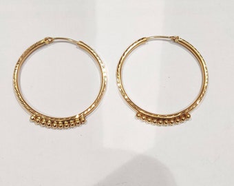 22K Gold Large Hoops, Solid Gold Hoops, Big Gold Earrings, Oversized Gold Hoops, Hallmarked Gold Hoops, Indian Gold Earrings, Carved Hoops