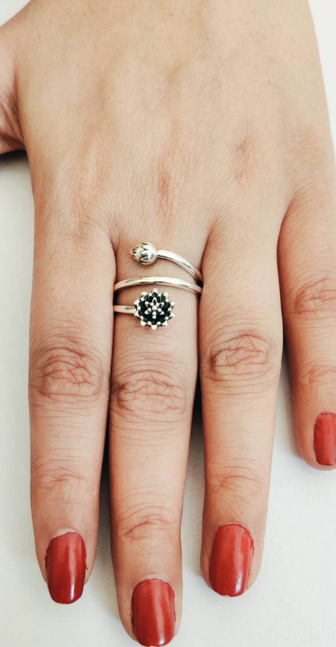 Silver Flower Wrap Ring Lightweight Silver Flower Wrap Ring Etsy