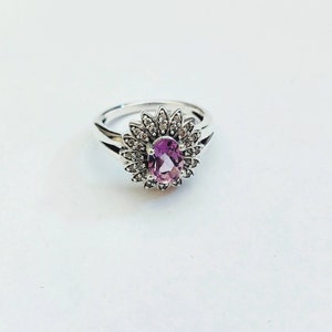 Ring bloem amethist, ring zilver amethist, ring meersteens amethist, statementring, verlovingsring, verjaardagscadeau, designer bloemenring