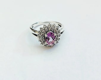 Flower Amethyst Ring, Silver Amethyst Ring, Multistone Amethyst Ring, Statement Ring, Engagement Ring, Birthday Gift, Designer Flower Ring