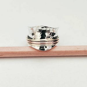 Silver Spinner Ring, Antri stress Ring, Meditation Ring, Mixed Metal Ring, Multi Metal Ring, Unisex Ring,  Silver Brass Copper Ring