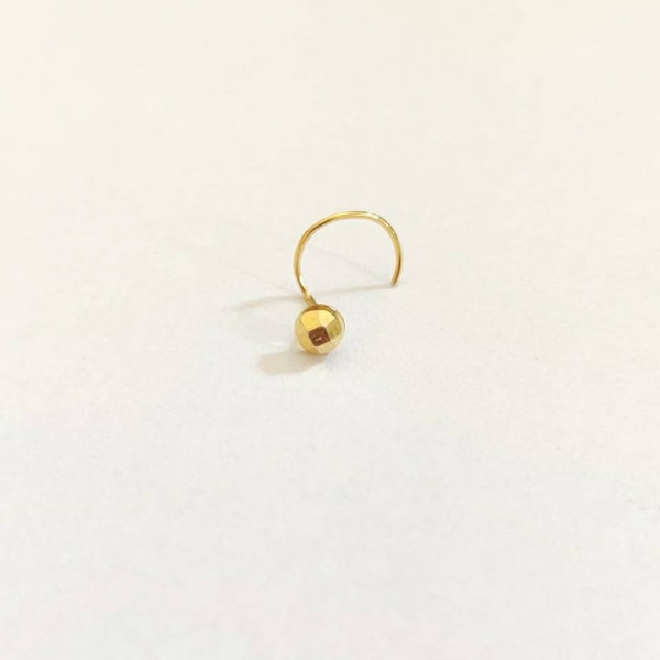 18k Gold Nose Pin, Indian Nose Pin, Rajasthani Nose Pin, diamond cut Nose Pin, Solid Gold Nose Pin, Nostril Pin, Gold Nose Stud, Gold Nose
