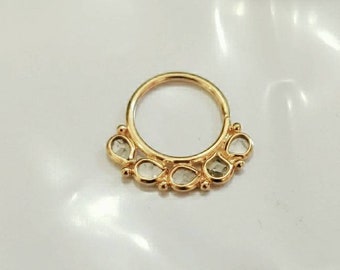 Uncut Diamond Nose Ring, Polki Diamond Nostril Ring, Gold Diamond Septum, Cartilage Hoop, Tragus Hoop, Nose Ring, Indian Septum Ring