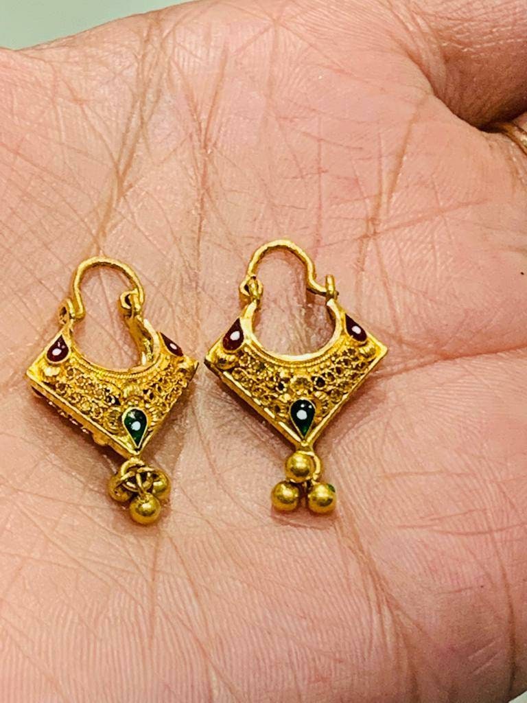22K Gold Hoops Solid Gold Hoops Gold Earrings Handmade Gold Etsy