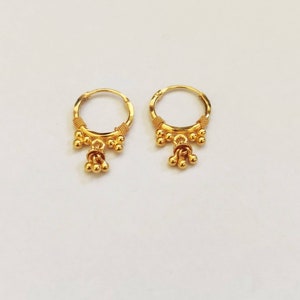 22k Gold Hoop, Dangling Bell Gold Hoop, Solid Gold Hoop, Classic Rajasthani Hoop, Tiny Dangling Hoop,Teen Hoop, Girls Hoop, Women&#39;s Hoop.