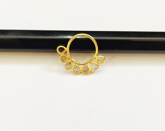 Diamond Septum, Polki Diamond Septum, exclusive Gold Diamond Nose Ring, Cartilage Hoop, Tragus Hoop, Nose Ring, Indian Septum Ring
