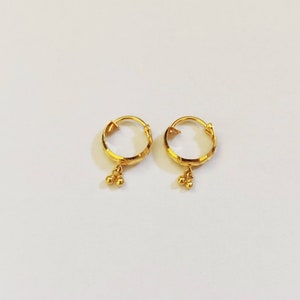 22k Gold Dangling Hoops, Solid Gold Hoops, Dangling Gold Hoops, Simple Gold Hoop, Indian Gold Hoops, Gold Earrings, Minimal Gold Hoop,