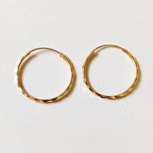 22k Gold Large Hoop,1&quot; Inch Hoop, Diamond Cut Hoops,Solid Gold Hoops, Gold Earrings, Indian Gold Hoop, Classic Gold Hoop, Ethnic Gold Hoop
