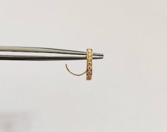 Broche para la nariz de oro de 18 quilates, broche para la nariz de oro macizo, broche para la nariz de medio aro, broche para la nariz indio, broche para la nariz con diamante AD, broche para la fosa nasal, broche para la nariz moderno, perno para la nariz