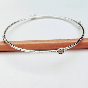 Polki Diamond Bangle, Sterling Silver Bangle, Solid Silver Bangle, Raw Diamond Bangle, Minimal Silver Bangle, Slow Fashion,4 PC&#39;s Diamond
