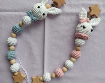 DOCUMENTO bunny pacifier chain Crochet Pattern, Crochet Pattern PDF, bunny Toy,  pacifier chain Pattern, Baby Toy Pattern, catenella ciuccio